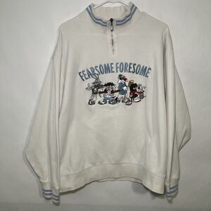 VTG Looney Tunes Warner Brothers 1/4 Zip Sweater Medium Fearsome Foursome Golf